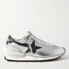 Marathon Metallic Leather-Trimmed Ripstop Sneakers
