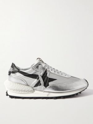 Marathon Metallic Leather-Trimmed Ripstop Sneakers