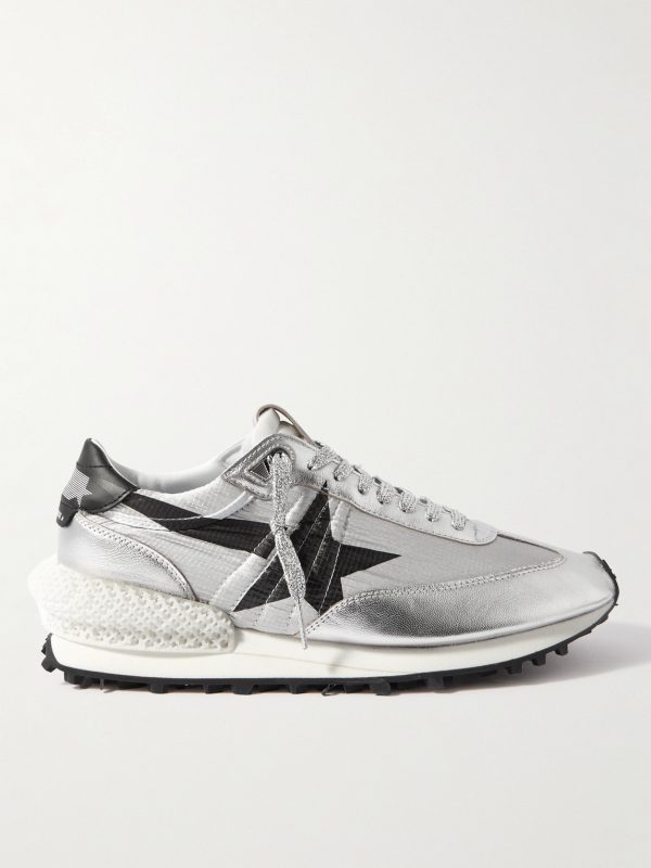 Marathon Metallic Leather-Trimmed Ripstop Sneakers