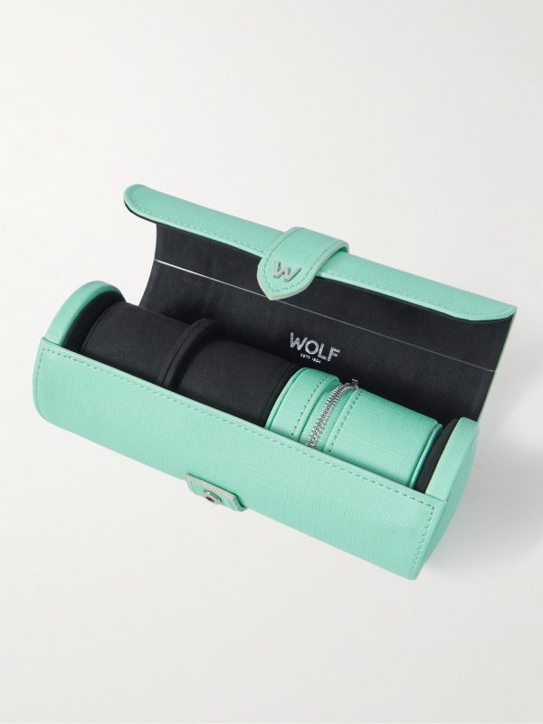 Cross-Grain Vegan Leather Watch and Jewellery Roll - E1