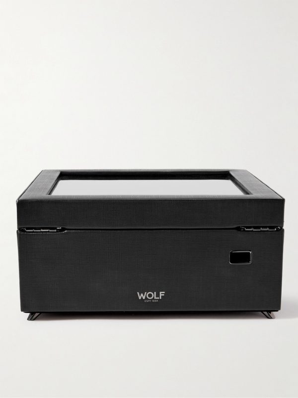 Porter Cross-Grain Vegan Leather Watch and Jewellery Box - BK