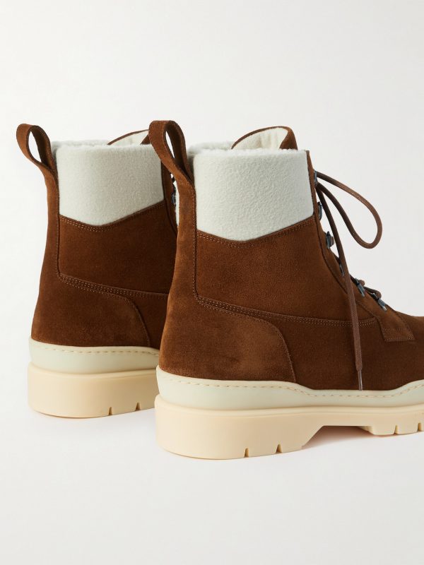 Gravel Shearling-Lined Suede Hiking Boots - BK