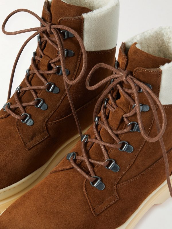 Gravel Shearling-Lined Suede Hiking Boots - CU