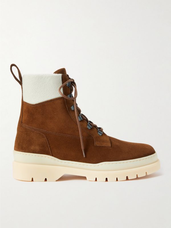 Gravel Shearling-Lined Suede Hiking Boots