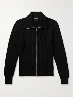 Slim-Fit Ribbed Silk and Cotton-Blend Zip-Up Cardigan Slim-Fit Ribbed Silk and Cotton-Blend Zip-Up Cardigan