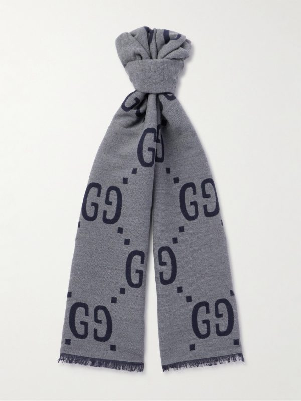 Logo-Jacquard Wool and Silk-Blend Scarf Logo-Jacquard Wool and Silk-Blend Scarf