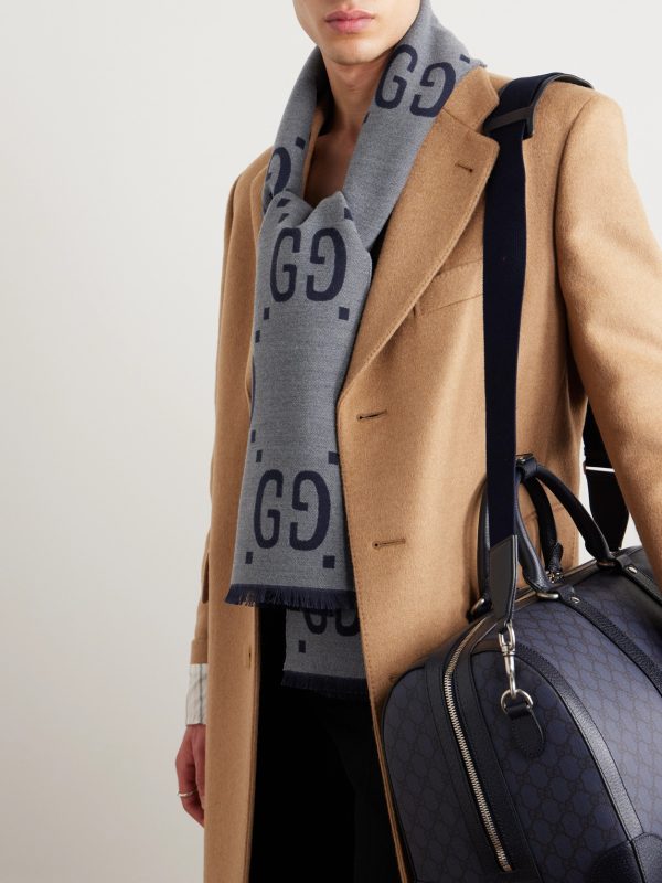 Logo-Jacquard Wool and Silk-Blend Scarf - OU Logo-Jacquard Wool and Silk-Blend Scarf - OU