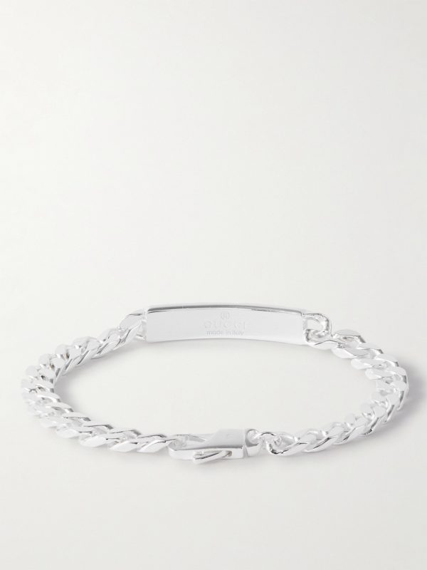 Logo-Engraved Silver ID Bracelet - BK Logo-Engraved Silver ID Bracelet - BK