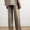 Straight-Leg Monogrammed Silk Trousers - BK Straight-Leg Monogrammed Silk Trousers - BK