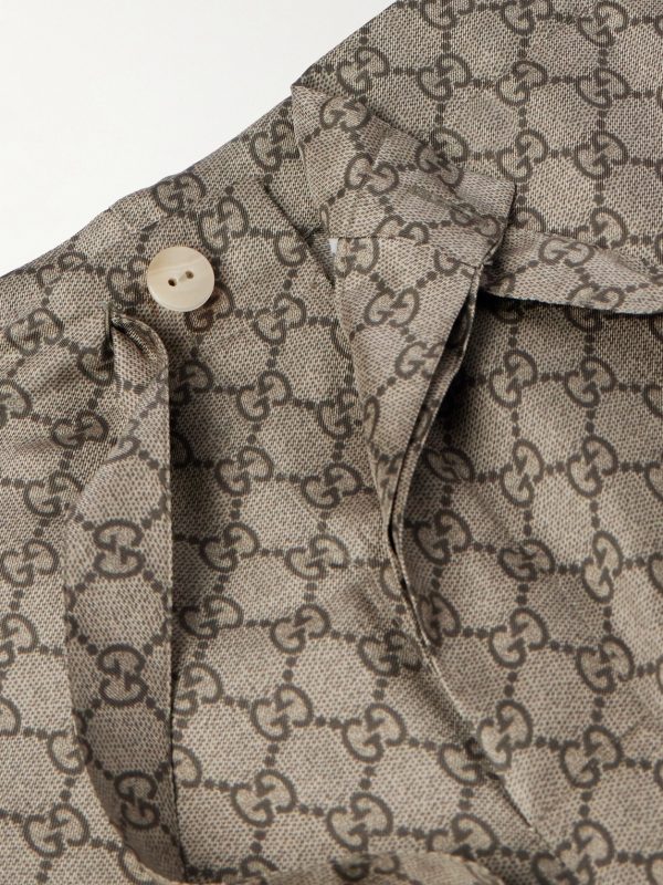 Straight-Leg Monogrammed Silk Trousers - E1 Straight-Leg Monogrammed Silk Trousers - E1