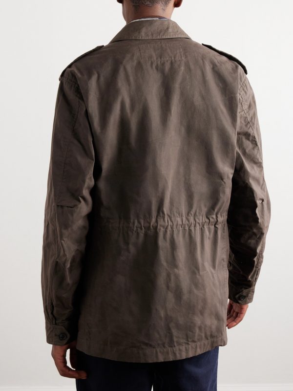Leather-Trimmed Cotton Field Jacket - BK Leather-Trimmed Cotton Field Jacket - BK