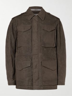 Leather-Trimmed Cotton Field Jacket