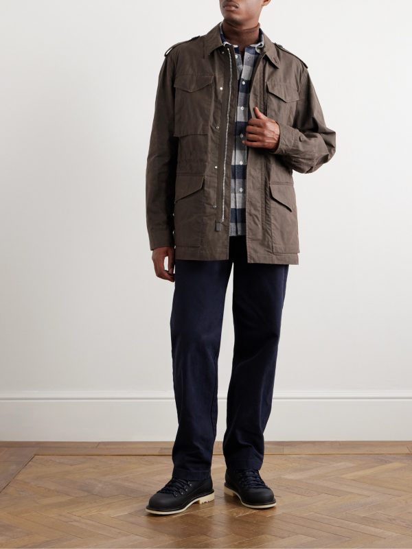 Leather-Trimmed Cotton Field Jacket - OU Leather-Trimmed Cotton Field Jacket - OU