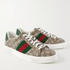 Ace Leather and Webbing-Trimmed Monogrammed Canvas Sneakers - FR Ace Leather and Webbing-Trimmed Monogrammed Canvas Sneakers - FR