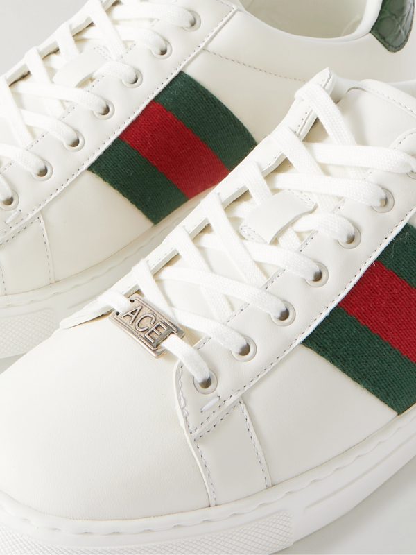 Ace Webbing-Trimmed Leather Sneakers - CU Ace Webbing-Trimmed Leather Sneakers - CU