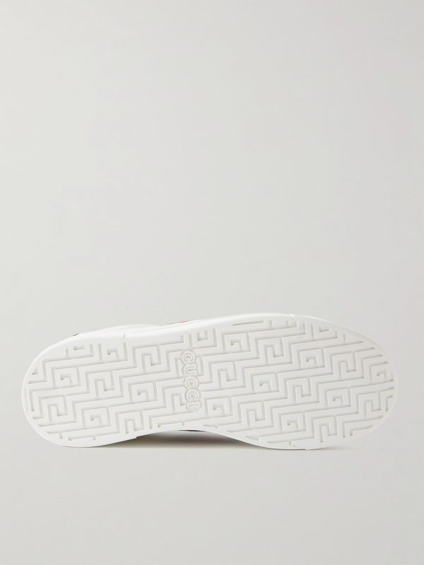 Ace Webbing-Trimmed Leather Sneakers - E1 Ace Webbing-Trimmed Leather Sneakers - E1