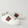 Ace Webbing-Trimmed Leather Sneakers - FR Ace Webbing-Trimmed Leather Sneakers - FR