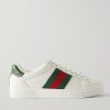 Ace Webbing-Trimmed Leather Sneakers Ace Webbing-Trimmed Leather Sneakers