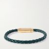 Intrecciato Leather and Gold-Plated Bracelet - BK Intrecciato Leather and Gold-Plated Bracelet - BK