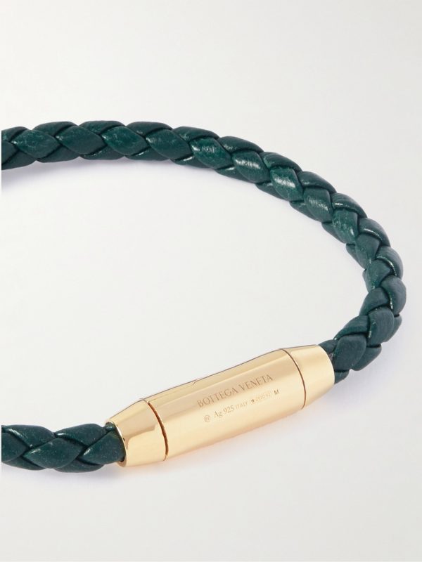 Intrecciato Leather and Gold-Plated Bracelet - CU Intrecciato Leather and Gold-Plated Bracelet - CU