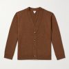 Intrecciato Leather-Trimmed Cashmere-Blend Cardigan Intrecciato Leather-Trimmed Cashmere-Blend Cardigan
