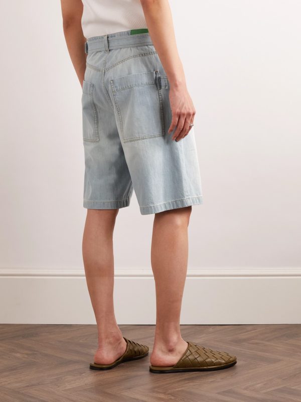 Straight-Leg Belted Denim Shorts - BK