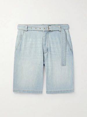 Straight-Leg Belted Denim Shorts Straight-Leg Belted Denim Shorts