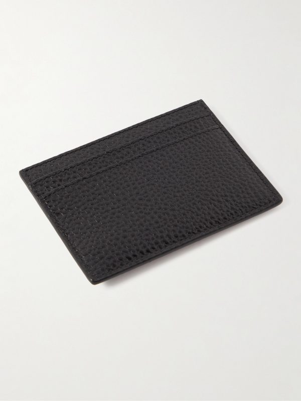 Tiny Cassandre Logo-Appliquéd Full-Grain Leather Cardholder - BK Tiny Cassandre Logo-Appliquéd Full-Grain Leather Cardholder - BK