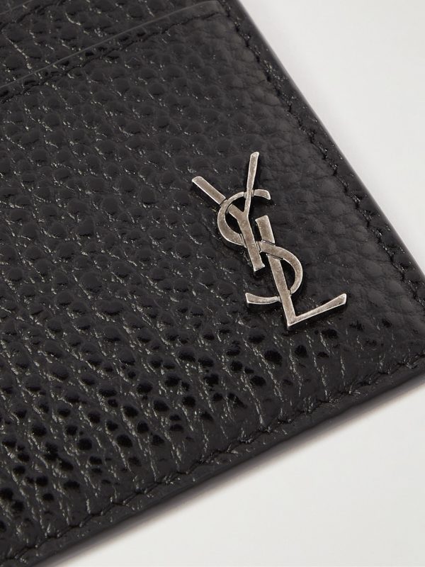 Tiny Cassandre Logo-Appliquéd Full-Grain Leather Cardholder - CU Tiny Cassandre Logo-Appliquéd Full-Grain Leather Cardholder - CU