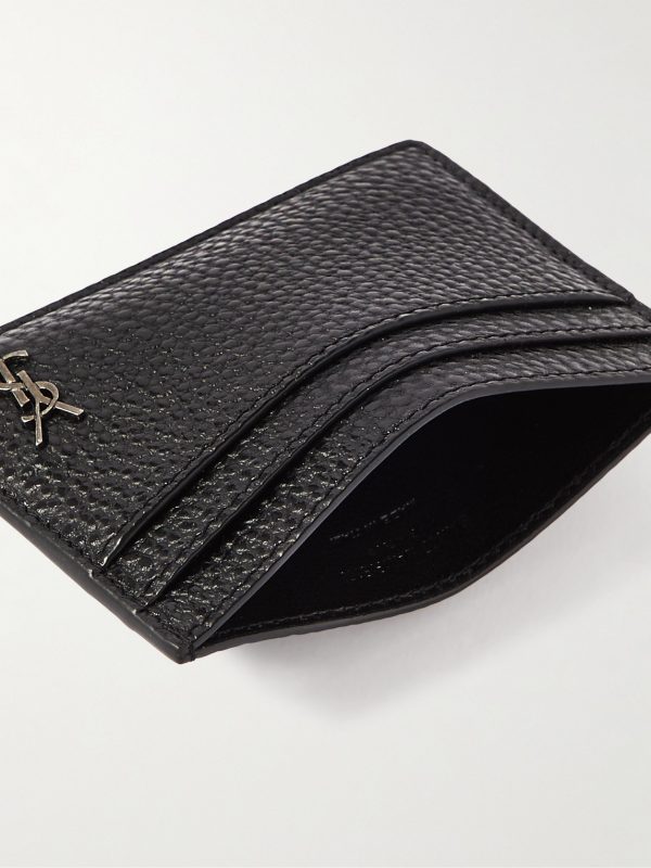 Tiny Cassandre Logo-Appliquéd Full-Grain Leather Cardholder - E1 Tiny Cassandre Logo-Appliquéd Full-Grain Leather Cardholder - E1