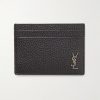 Tiny Cassandre Logo-Appliquéd Full-Grain Leather Cardholder Tiny Cassandre Logo-Appliquéd Full-Grain Leather Cardholder