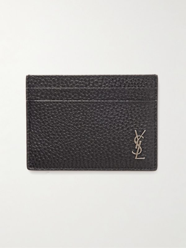 Tiny Cassandre Logo-Appliquéd Full-Grain Leather Cardholder Tiny Cassandre Logo-Appliquéd Full-Grain Leather Cardholder