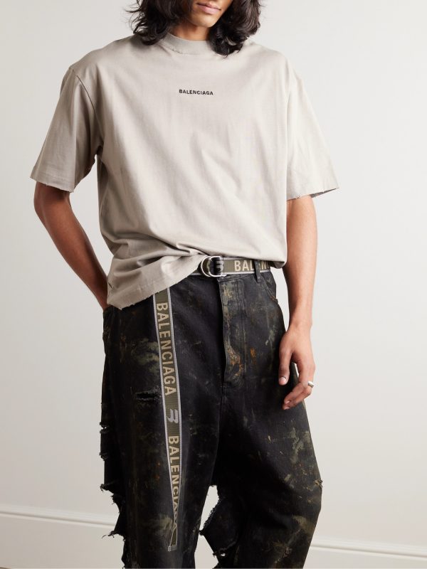 3.5cm Logo-Jacquard Canvas Belt - FR