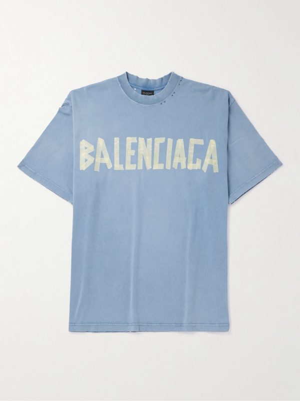 Oversized Distressed Logo-Print Cotton-Jersey T-Shirt