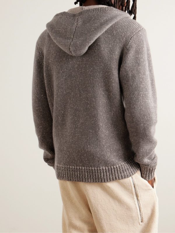 Ribbed Cashmere Zip-Up Hoodie - BK Ribbed Cashmere Zip-Up Hoodie - BK