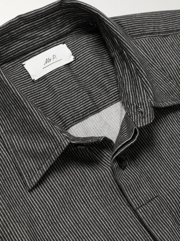 Pinstriped Cotton-Flannel Shirt - CU Pinstriped Cotton-Flannel Shirt - CU