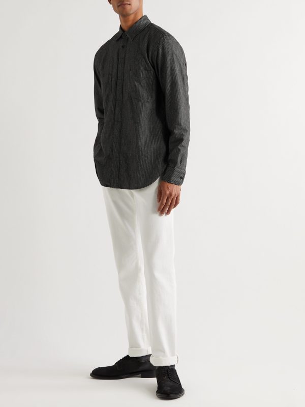 Pinstriped Cotton-Flannel Shirt - OU Pinstriped Cotton-Flannel Shirt - OU