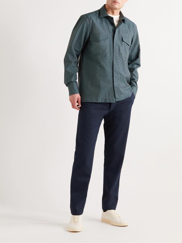 Puppytooth Virgin Wool and Cotton-Blend Overshirt - OU Puppytooth Virgin Wool and Cotton-Blend Overshirt - OU