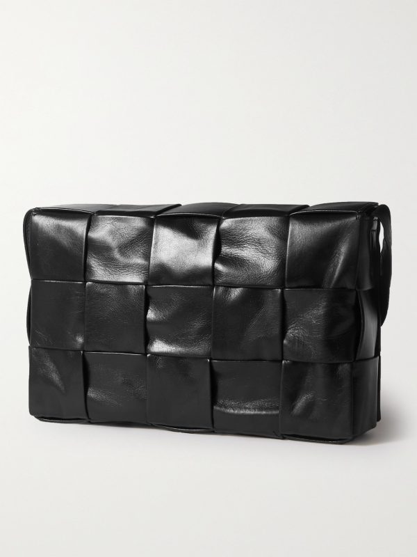 Cassette Intrecciato Leather Messenger Bag - BK Cassette Intrecciato Leather Messenger Bag - BK