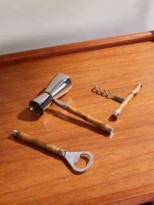 Masen Stainless Steel and Bamboo Bar Set