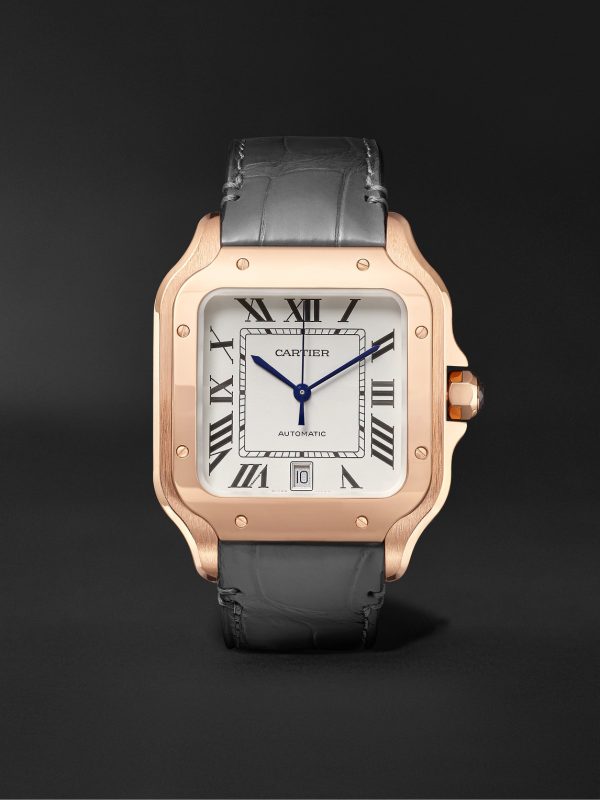 Santos Automatic 39.8mm 18-Karat Rose Gold Interchangeable Alligator and Leather Watch, Ref. No. WGSA0011 Santos Automatic 39.8mm 18-Karat Rose Gold Interchangeable Alligator and Leather Watch, Ref. No. WGSA0011