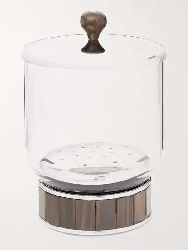Glass, Stainless Steel and Ebony Ice Bucket - BK Glass, Stainless Steel and Ebony Ice Bucket - BK