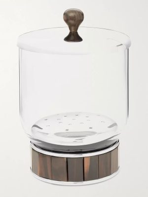 Glass, Stainless Steel and Ebony Ice Bucket