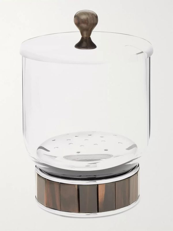 Glass, Stainless Steel and Ebony Ice Bucket Glass, Stainless Steel and Ebony Ice Bucket