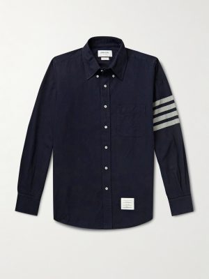 Button-Down Collar Striped Cotton-Flannel Shirt Button-Down Collar Striped Cotton-Flannel Shirt