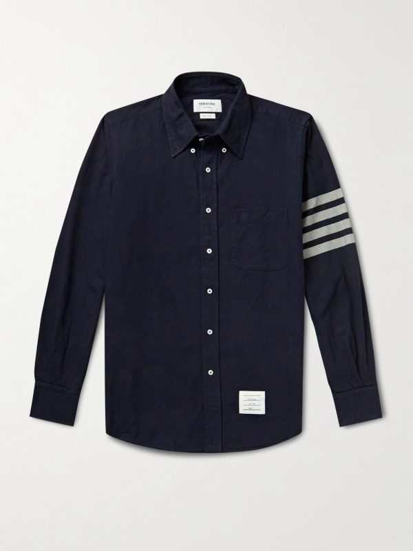 Button-Down Collar Striped Cotton-Flannel Shirt Button-Down Collar Striped Cotton-Flannel Shirt