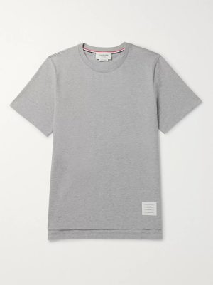 Grosgrain-Trimmed Mélange Cotton-Jersey T-Shirt