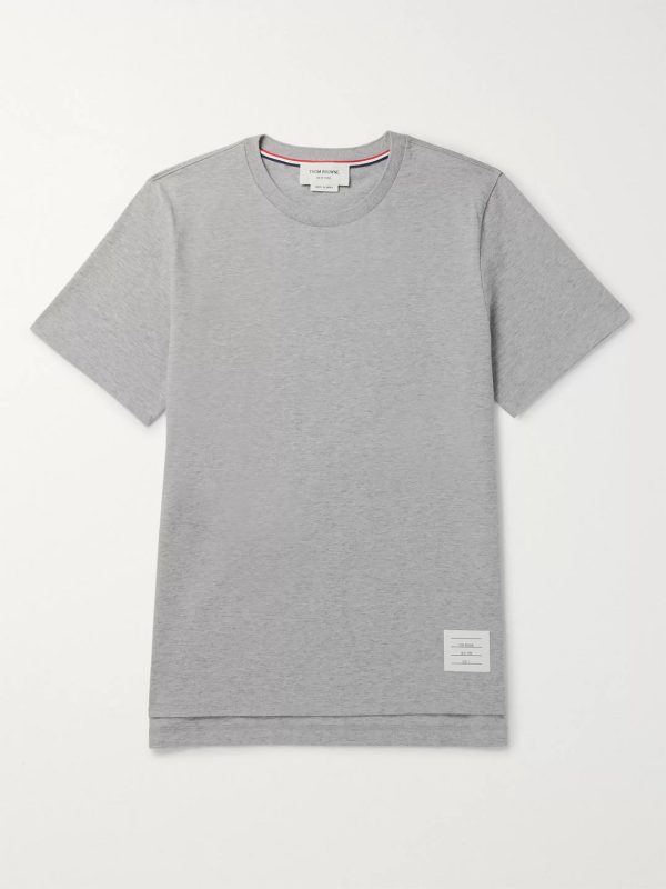 Grosgrain-Trimmed Mélange Cotton-Jersey T-Shirt Grosgrain-Trimmed Mélange Cotton-Jersey T-Shirt