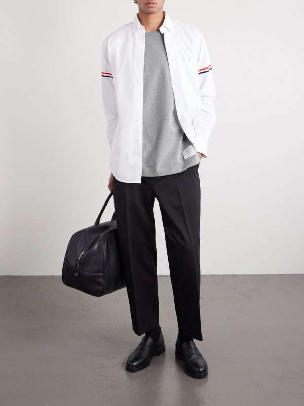 Grosgrain-Trimmed Mélange Cotton-Jersey T-Shirt - OU Grosgrain-Trimmed Mélange Cotton-Jersey T-Shirt - OU