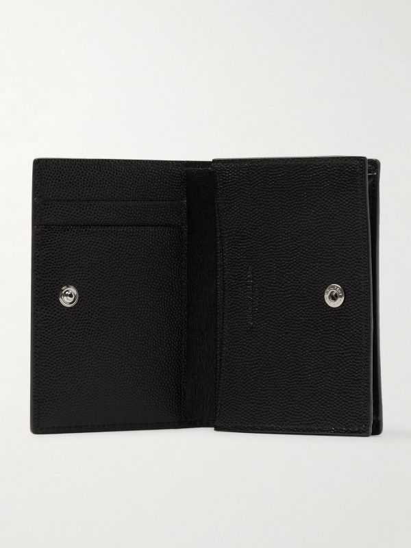 Pebble-Grain Leather Billfold Wallet - E1